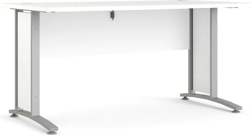 Schreibtisch Marcerre, Mehrzweckschreibtisch, Bürotisch für PC, Eckschreibtisch, 150x80 h75 cm, Weiß und Grau