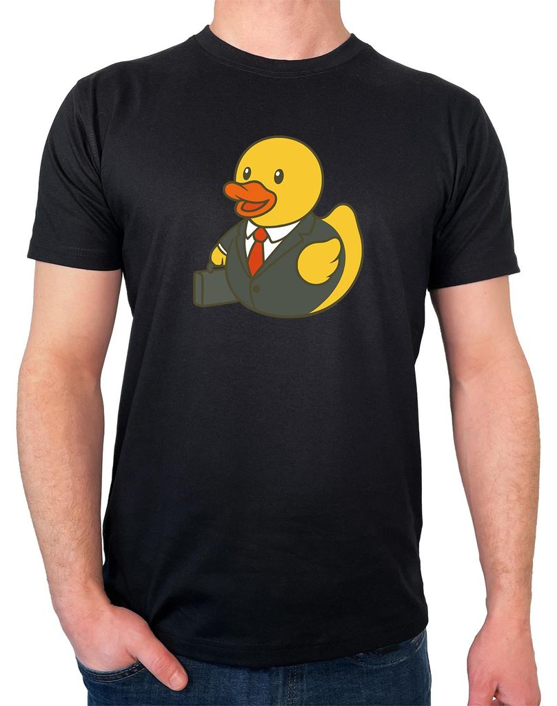 Huuraa Herren T-Shirt Quietscheente Chef Comic Gummiente XL Black Bio Baumwolle Fairtrade Herrenshirt Geschenkidee