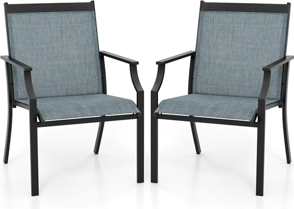 Chaise d'extérieur anti-rouille lot de 2 chaises de jardin robustes bleu