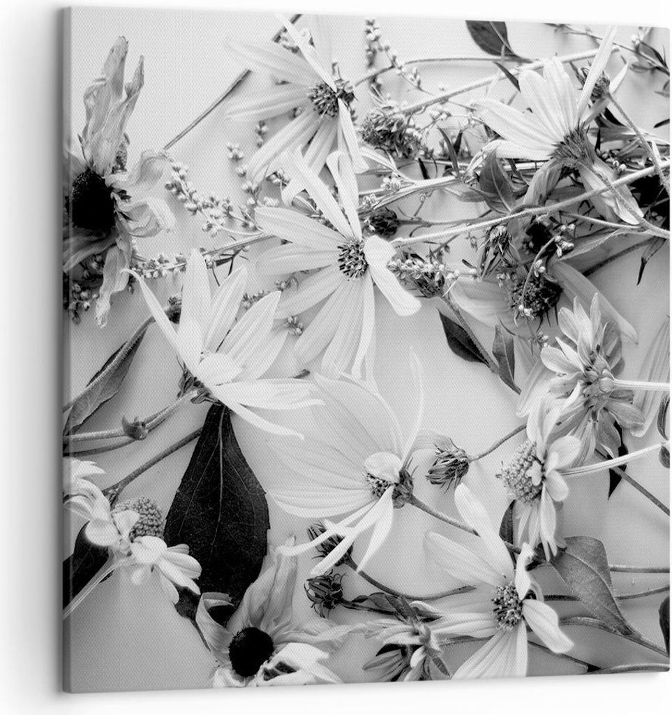 Bild auf Leinwand - Leinwandbild - Einteilig - Blumen Schwarzweiß Fotografie - 50x50cm - Wand Bild - Wanddeko - Wandbilder - Leinwanddruck - Bilde...