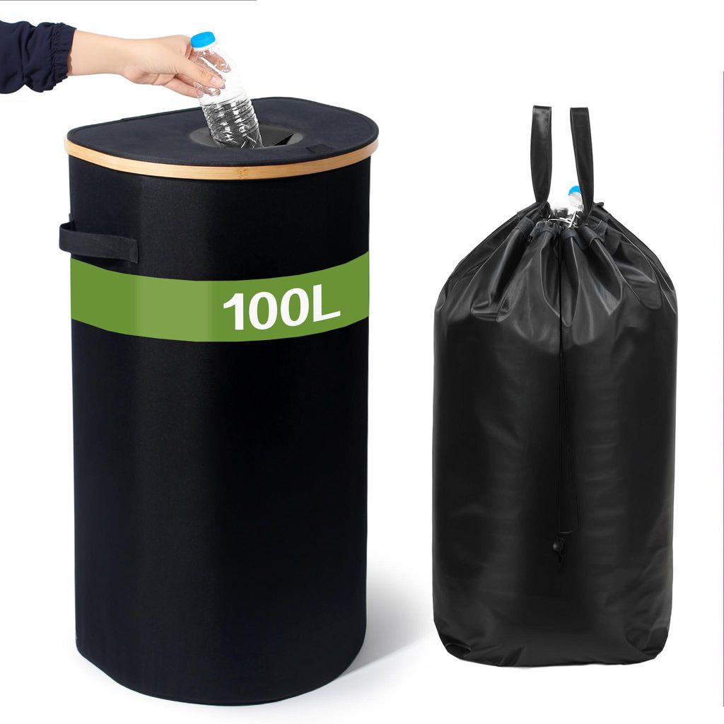 Theo&Cleo 100L Pfandflaschen Sammelbehälter Aufbewahrung mit Deckel Flaschensammler Küche