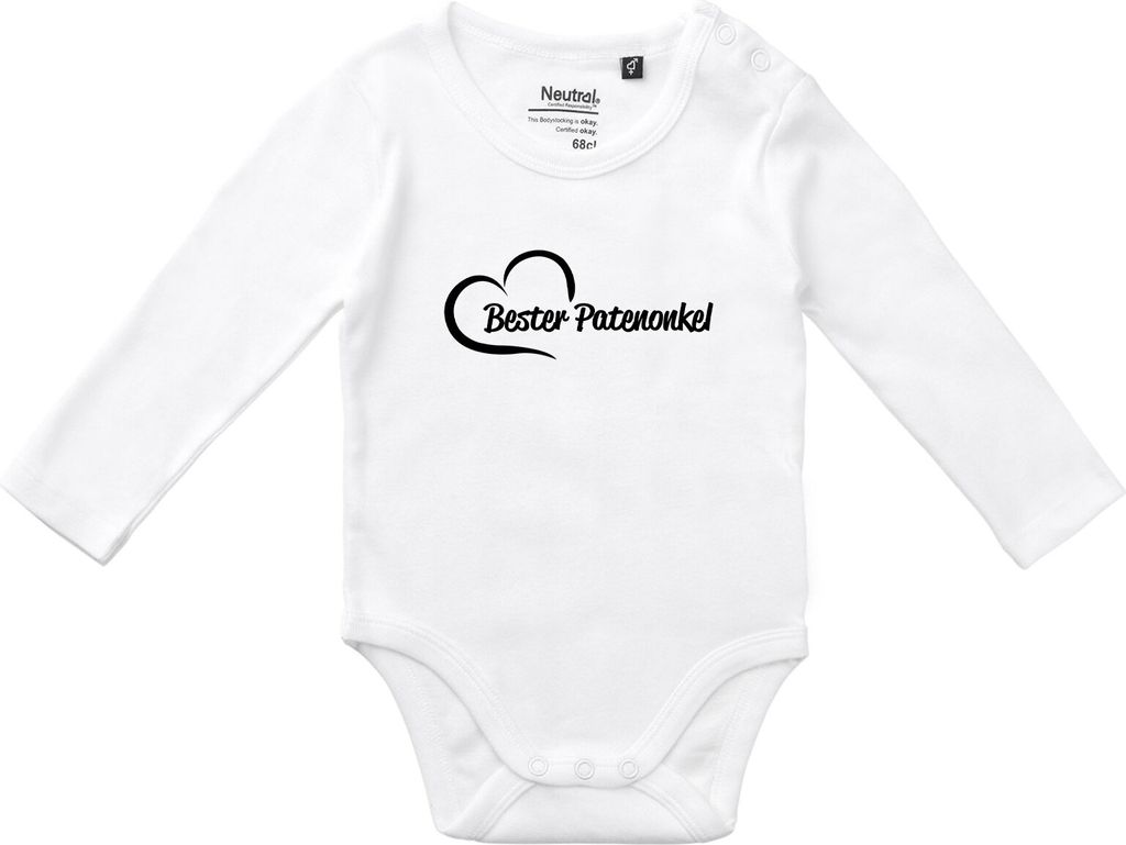 Huuraa Baby Body Bester Patenonkel Herz 62 White Baumwolle Fairtrade Langarmbody Geschenkidee