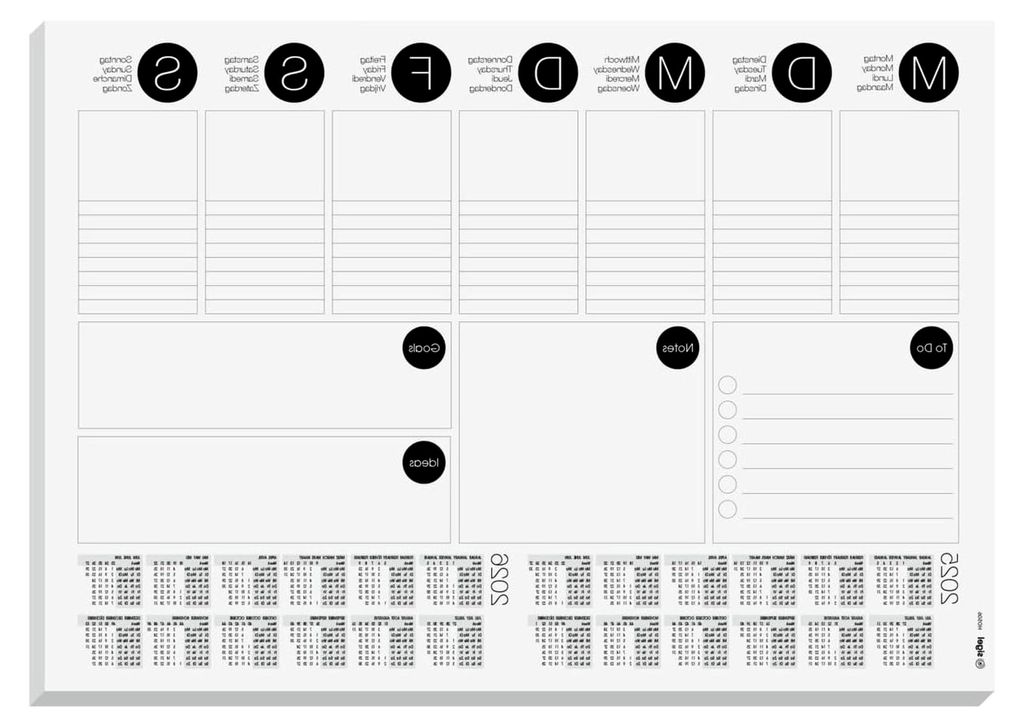 HO506 Papier-Schreibtischunterlage A3 mit aktuellem 2-Jahres-Kalender, Wochenplaner, To-Do-Liste, 30 Blatt, vegan, aus nachhaltigem Papier