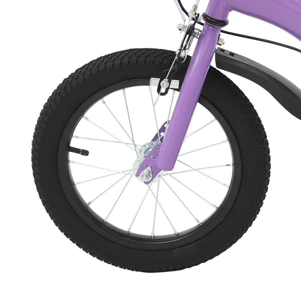 Vélo enfant violet 14 pouces avec stabilisateurs et cadre robuste - 6