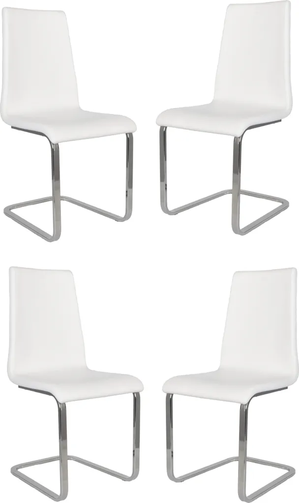 Chaises de Salle à Manger Design Berlin Lot de 4 en Métal et Blanc
