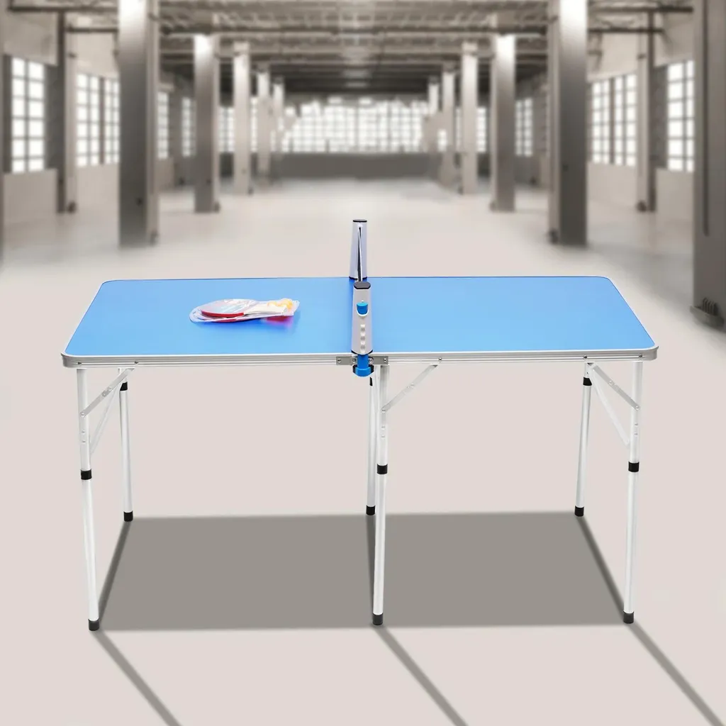 Mini Table de Tennis de Table Extérieure - Plateau Bleu MDF et Aluminium - 4