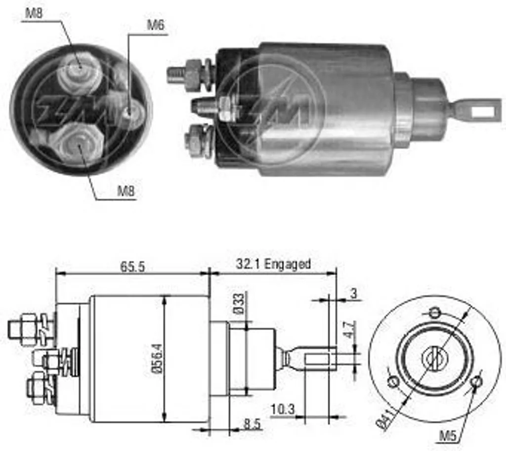 Solénoïde ERA ZM977 OE 5802 V4 pour démarreur Fiat Tipo et Ducato