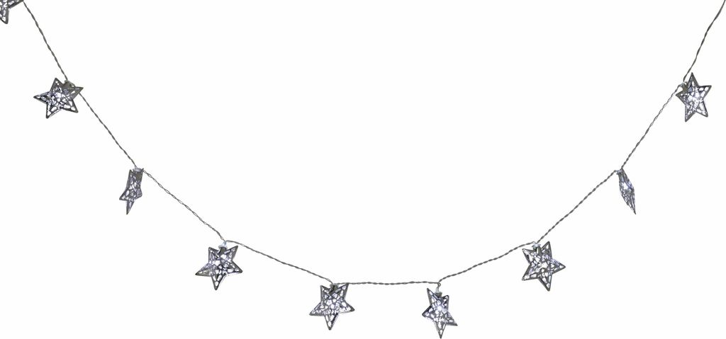 Näve Leuchten Weihnachtslichterkette Weihnachtslichterkette Weihnachtslichterkette - 130 cm lang, aus Metall und Kunststoff, silber, 10 LED – Ba...