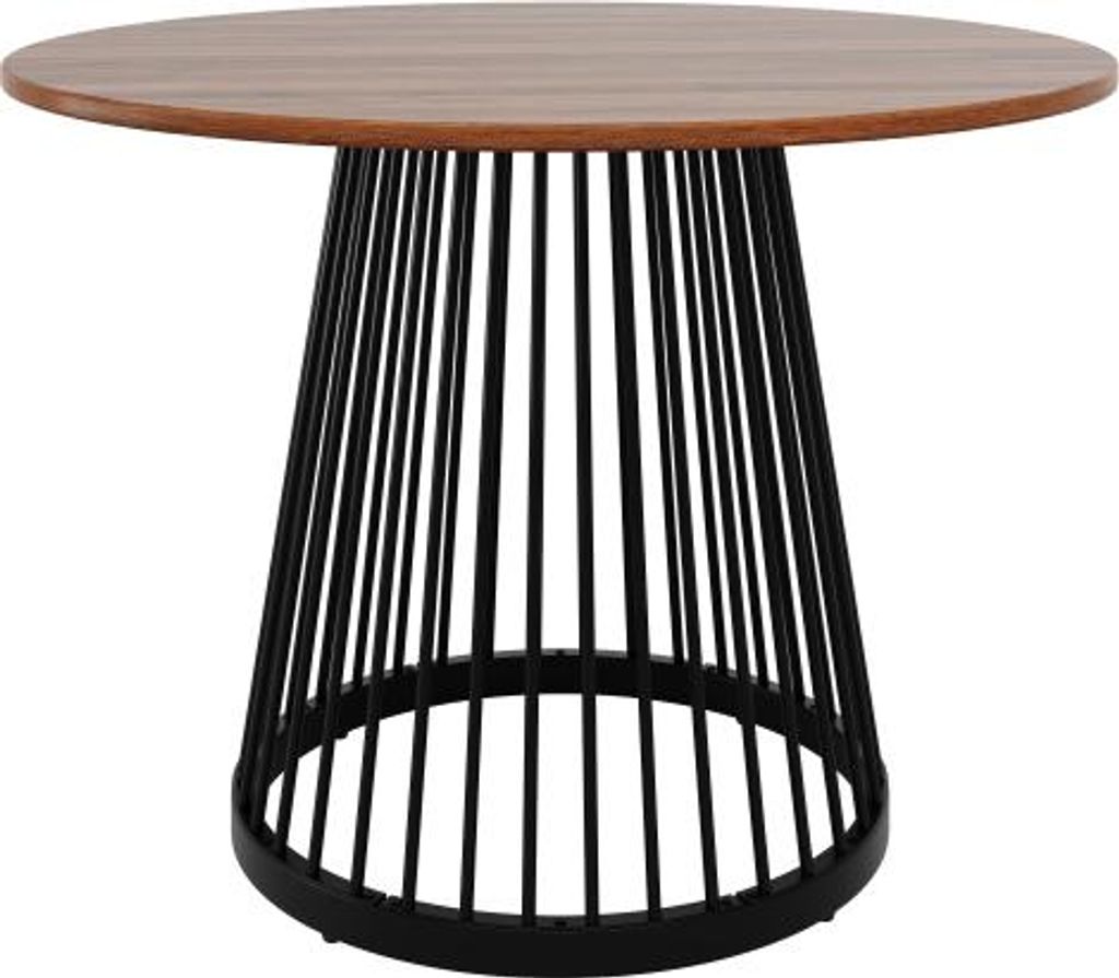 Esstisch Walnussfarben Runder 80x80x76 cm Kuechentisch Kaffeetisch Fuer 4 Personen MDF Tischplatte Metallbeine Fuer Esszimmer Wohnzimmer