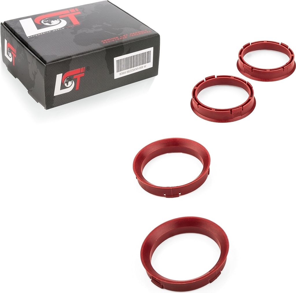4x Zentrierringe Dunkelrot Alufelgen Ø 66,45 - Ø 57,1 mm für AUDI PORSCHE