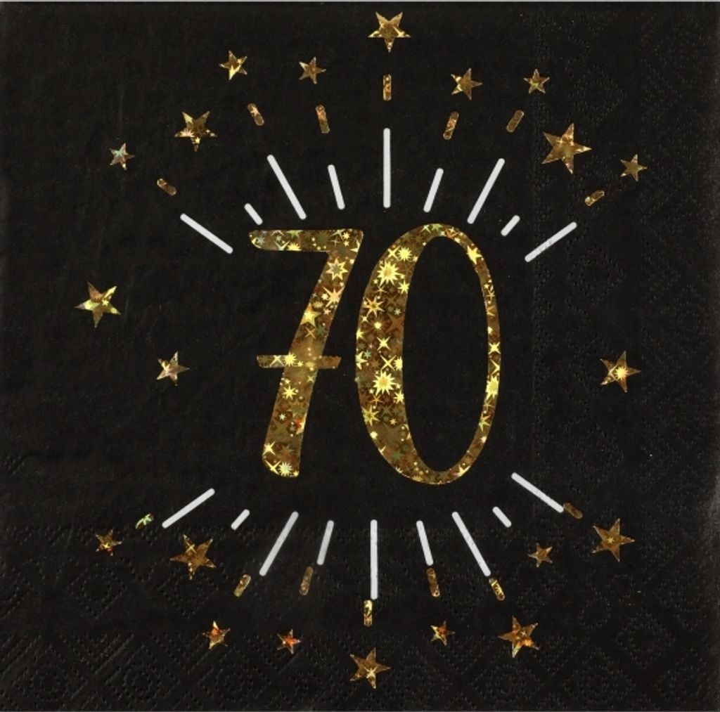 10 Servietten Geburtstag 70 gold schwarz Produktbild 