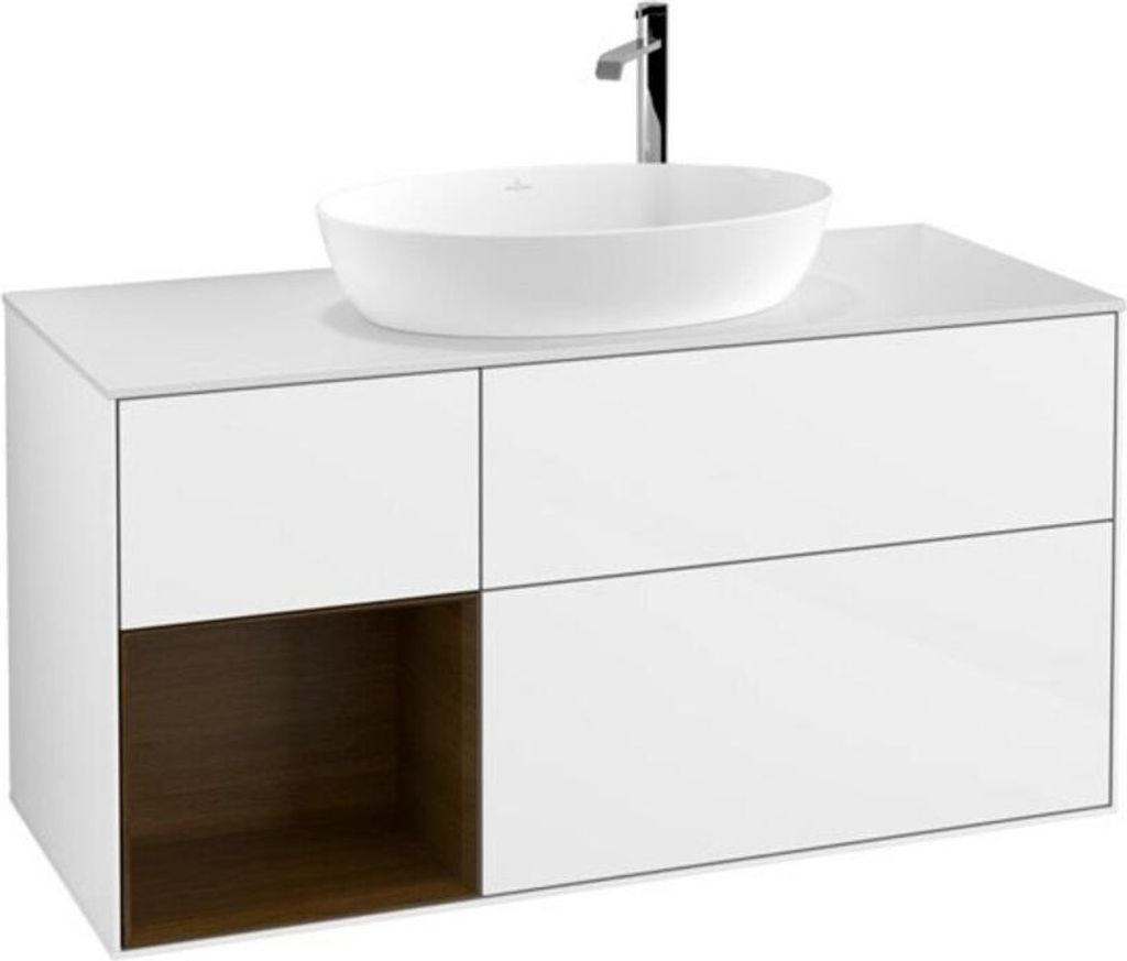 V&B Waschtischunterschrank Finion 120cm, Pl w m, Reg wal ven, glo wh. Lac