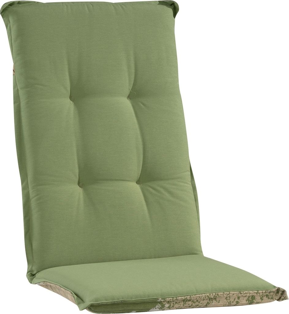 A green chair cushion on a white background.
