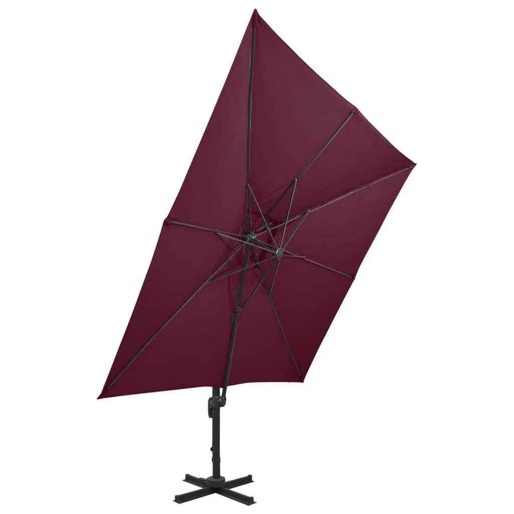 Parasol 300x300 cm bordeaux avec système d'aération et manivelle vidaXL