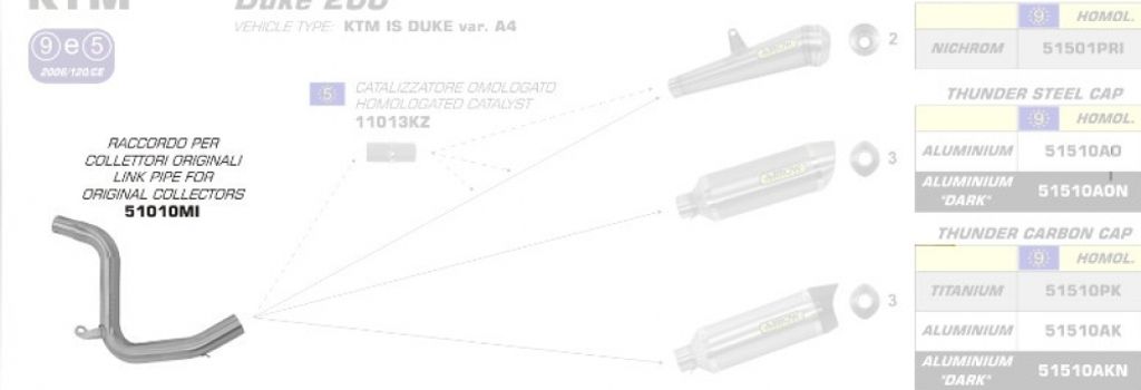 Rura pośrednia ARROW Racing do KTM Duke125 2011-16 / Zdjęcie produktu