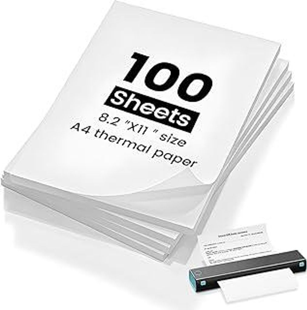 (100 Blatt) A4 Thermopapier, kompatibel mit den meisten A4-Thermodruckern, BPA-frei, schnell trocknend, Thermodruckerpapier ideal für Dokumente, W...