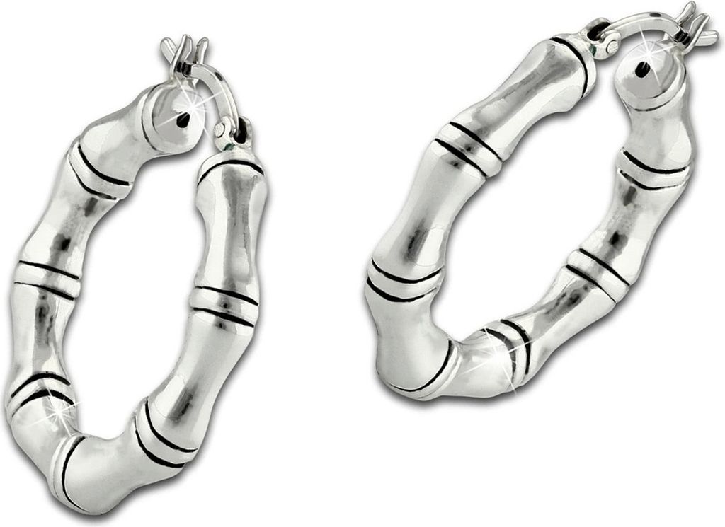 SilberDream Ohrringe Bambus Damen 925 Silber Creolen ECHT-Schmuck SDO67232