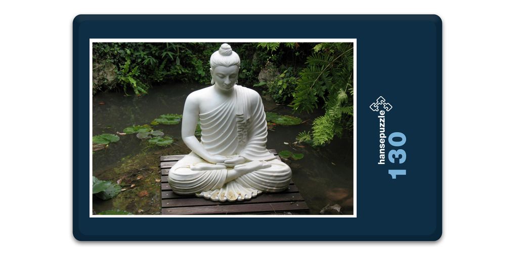 hansepuzzle 17374 - Buddha Puzzle, 130 Teile, Religion, 28,7 x 20,0cm mit hochwertiger Aufbewahrung, Kartonbox und wiederverschließbarem Beutel