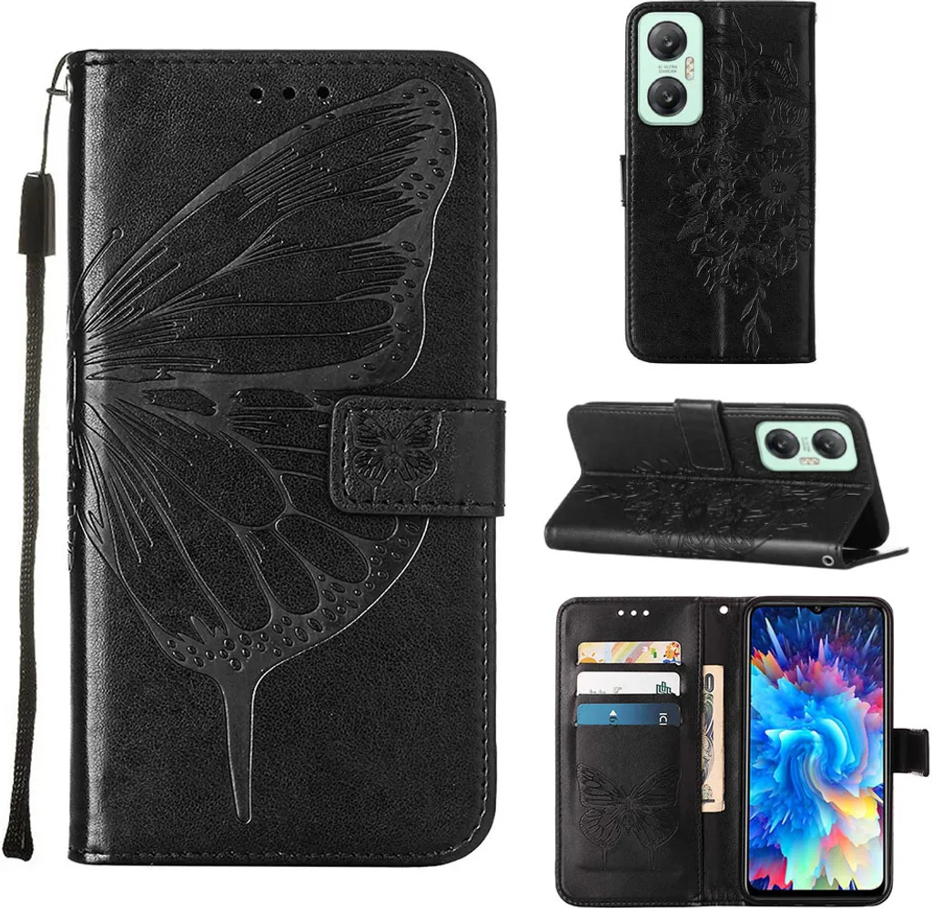 Portafoglio e Cover Infinix Hot 20 5G - Design Farfalla in Pelle