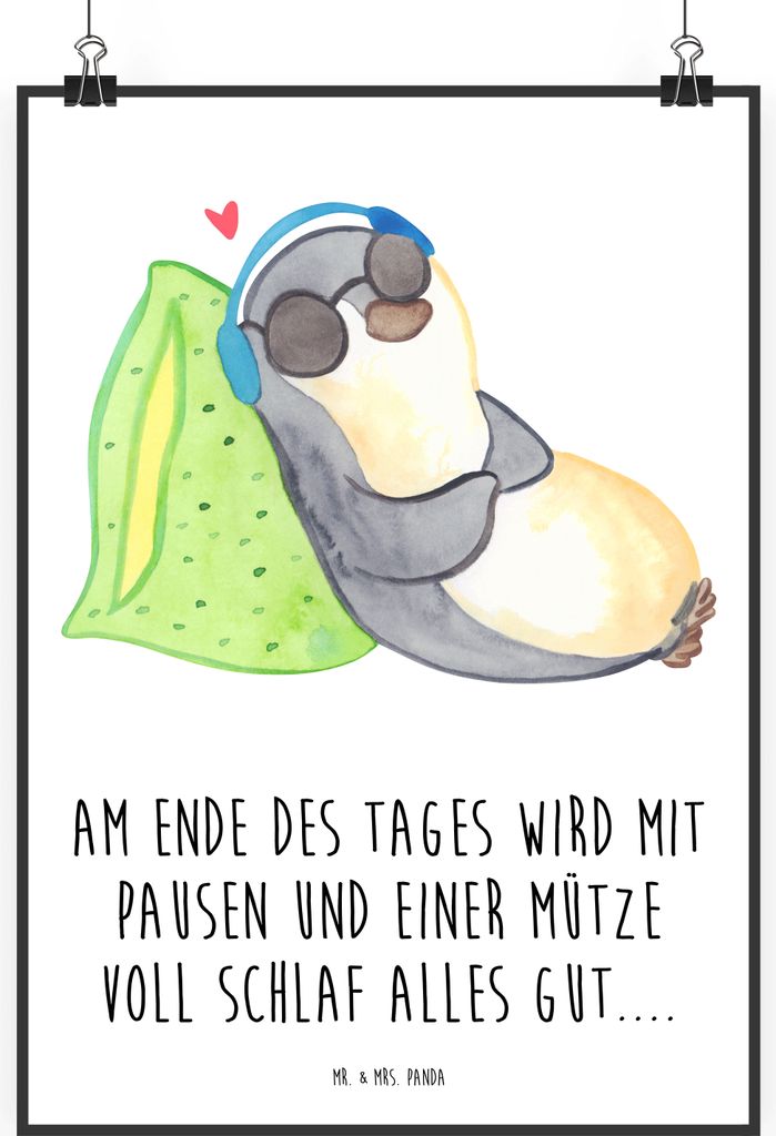 Mr. & Mrs. Panda Bild Pinguin PEM DIN A0 - Weiß - Geschenk, kunstdruck poster, Fatigue, Wandbild, Posterdruck, drucke, wanddeko