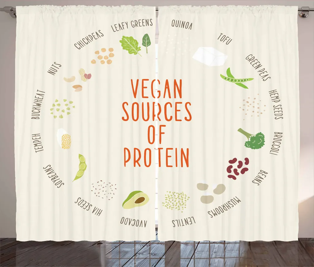 ABAKUHAUS Tenda rustica vegetariana, fonti proteiche vegane, tende universali per soggiorno con passanti e ganci, 280 x 245 cm, multicolore