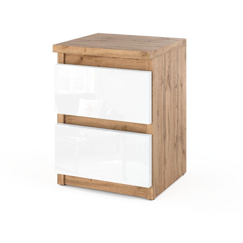 STIV Möbel | Szafka nocna Dąb Wotan / Biały Połysk 30x30x40 Zdjęcie produktu 