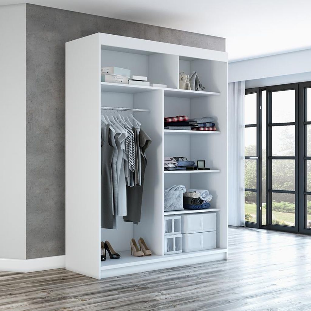 Schwebetürenschrank Kleiderschrank ERA 160 cm Schrank Garderobe Spiegel.Verschiedene Farben (Weiß, Schwarz, Somona). Möbel vom Hersteller!