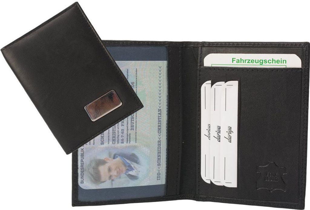 Fahrzeugschein Ausweismäppchen schwarz Leder Produktbild 1