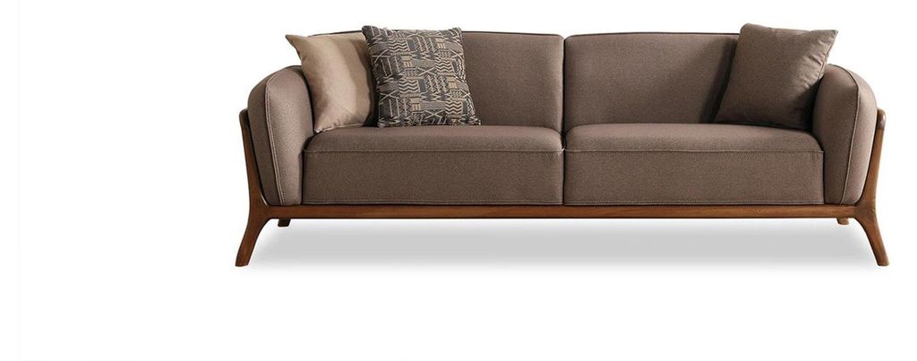 Schicker Dreisitzer Brauner Wohnzimmer 3-Sitzer Polster Textil Couch
