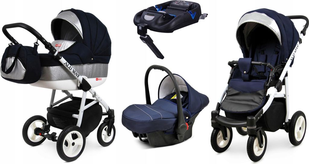BabyLux Alu Way | 4in1 Kinderwagen Set | Blue Shine | Kombikinderwagen | Kinderwagenset | Isofi