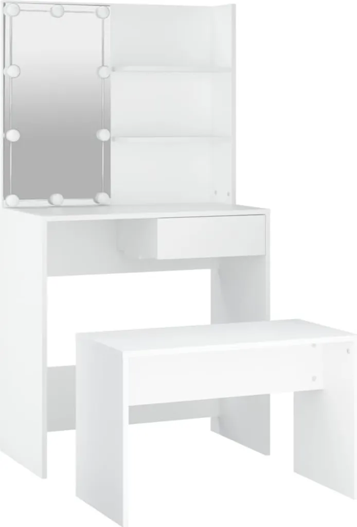 Coiffeuse vidaXL avec LED miroir blanc en bois composite - Modèle 2024 - 7