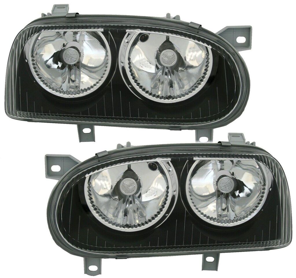 Für VW Golf 3 III 1991-1997 Scheinwerfer Klarglas Schwarz LINKS + RECHTS in der Farbe Schwarz von AD TUNING GmbH & Co. KG