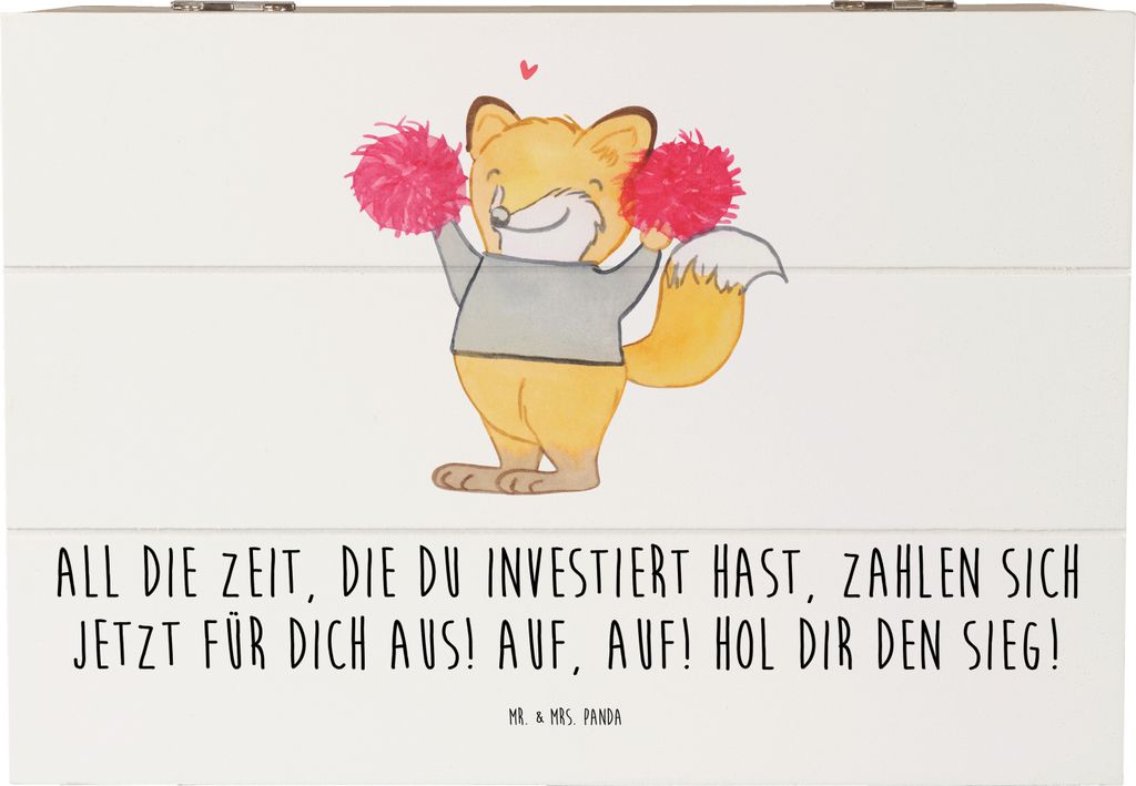 Mr. & Mrs. Panda Schatulle Sportliche Wettkämpfe Erfolg 22 x 15 cm - Weiß - Geschenk, fotobox, Mutmacher, Holzkiste, Holztruhe, Trost, schatztruh...