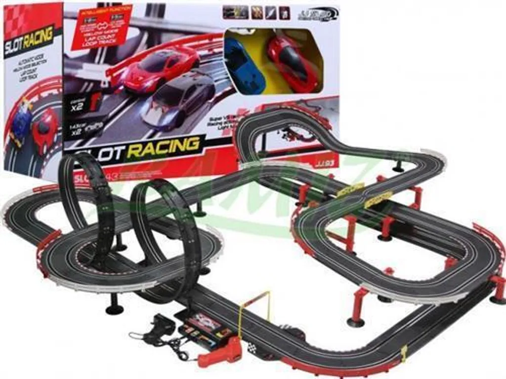 Circuit voiture géant anti-sortie de piste avec vitesse réglable 14m