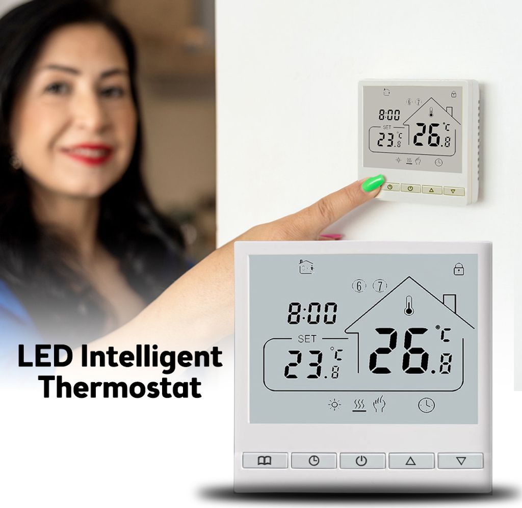 20x Smart Thermostat 5+2 Programmierbarer Digital LCD Raumthermostat fuer 16A Elektroheizung thermostat LCD-Display Smart Temperaturregler Thermostat