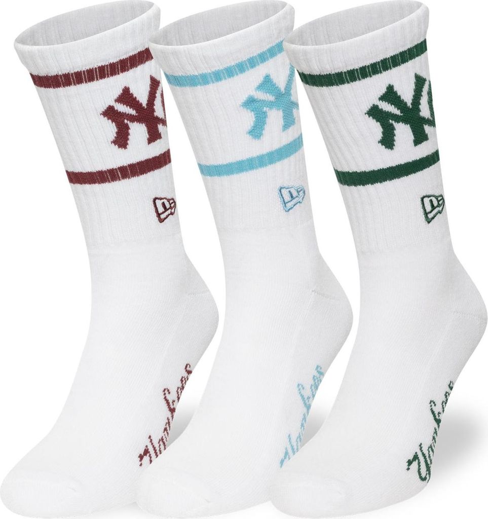 New Era Uni Socks New York Yankees 3er Pack weiß - 43-46