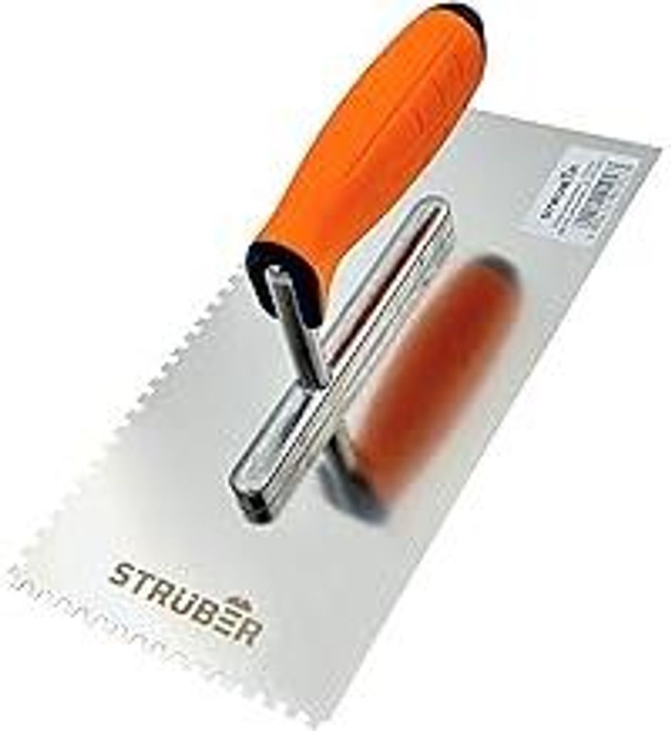 Zahnkelle 4mm (270 x 130 mm/Zahnung 4x4mm) - Profi Zahnglättekelle aus rostfreiem Edelstahl - Premium Glättekelle mit Softgriff - Zahnspachtel zu...