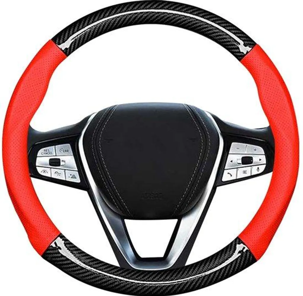 Housse de volant camion rouge en cuir microfibre respirant et robuste