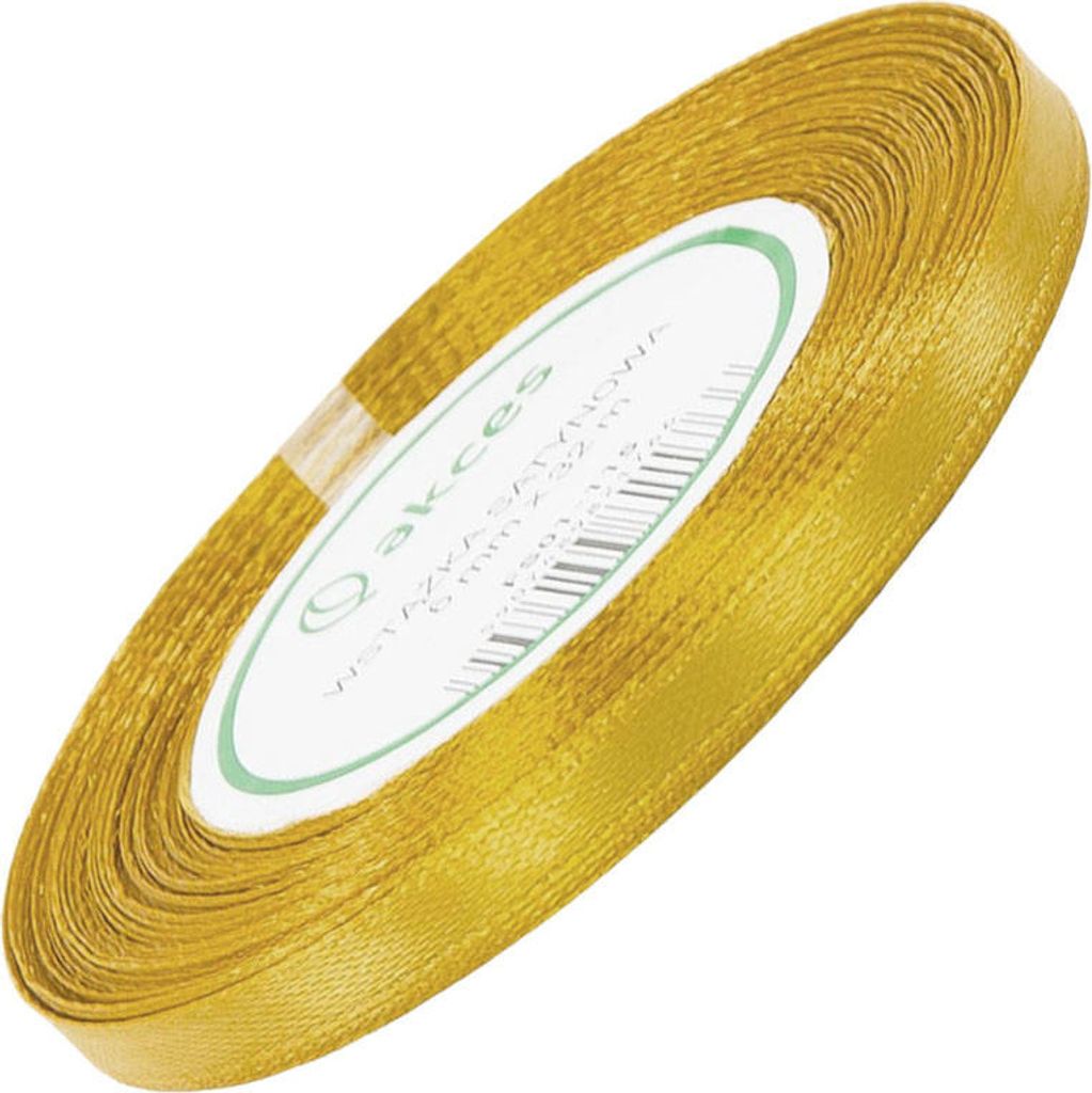 Saténová stuha 6 mm - zlatá - 32 metrov Obrázok produktu 