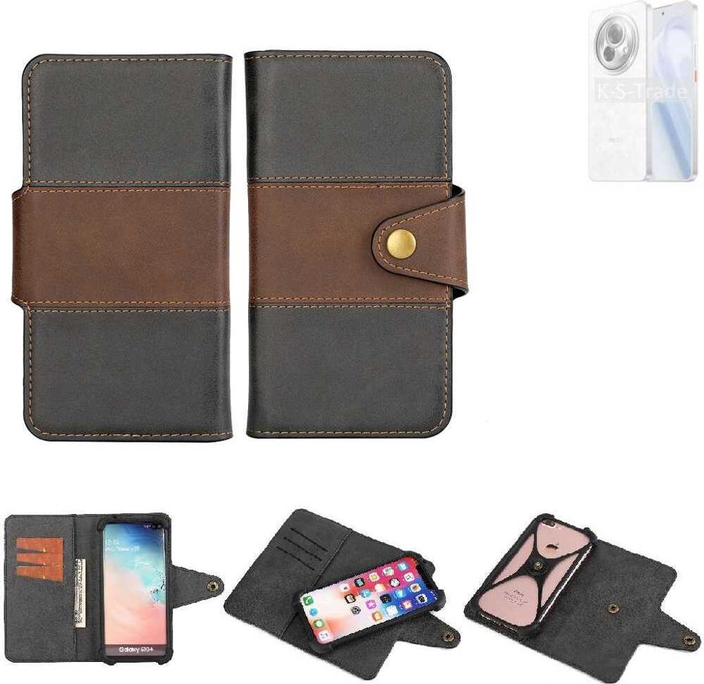 K-S-Trade Handyhülle Schutzhülle Hülle Bookstyle Wallet-Case kompatibel mit Meizu Lucky 08 Bumper Rundumschutz schwarz-braun 1x