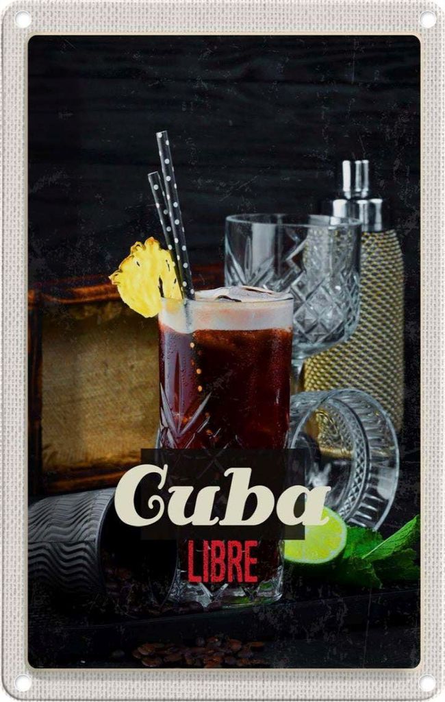 vianmo Blechschild 18x12 cm Cuba KaribikGetränke Libre Bildmotiv Reisemotiv Abenteuer Reisen Urlaub