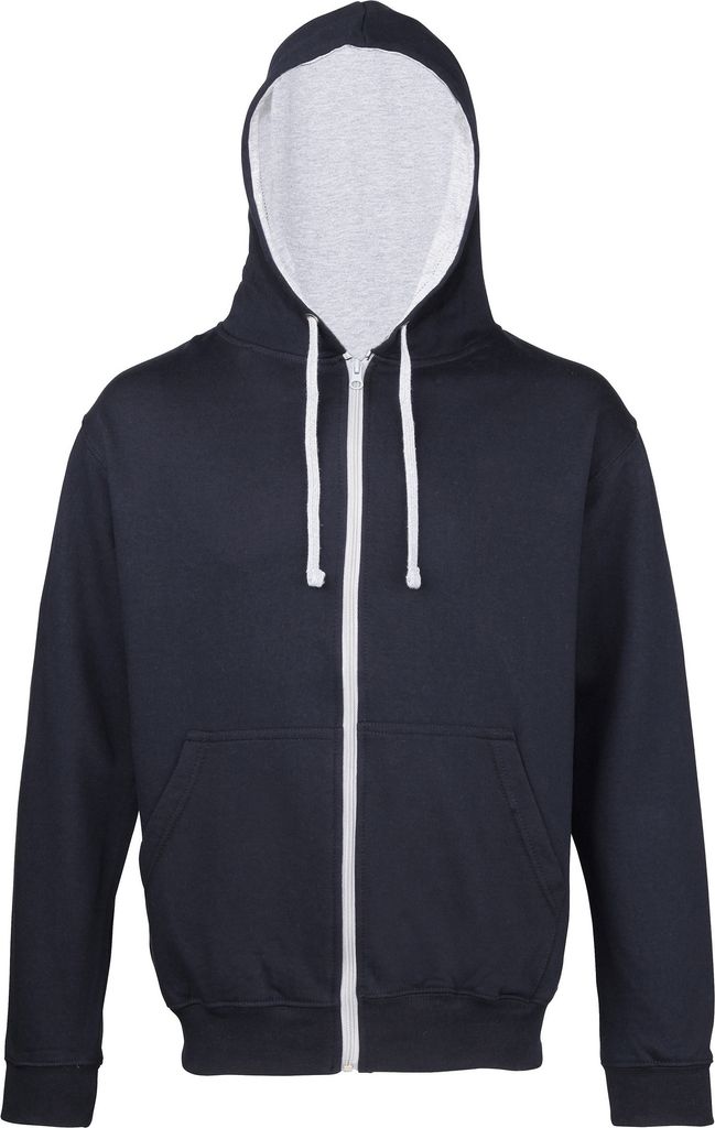 Awdis Herren Sweater Jacke mit Kapuze RW182 (L) (Marineblau/Hellgrau)