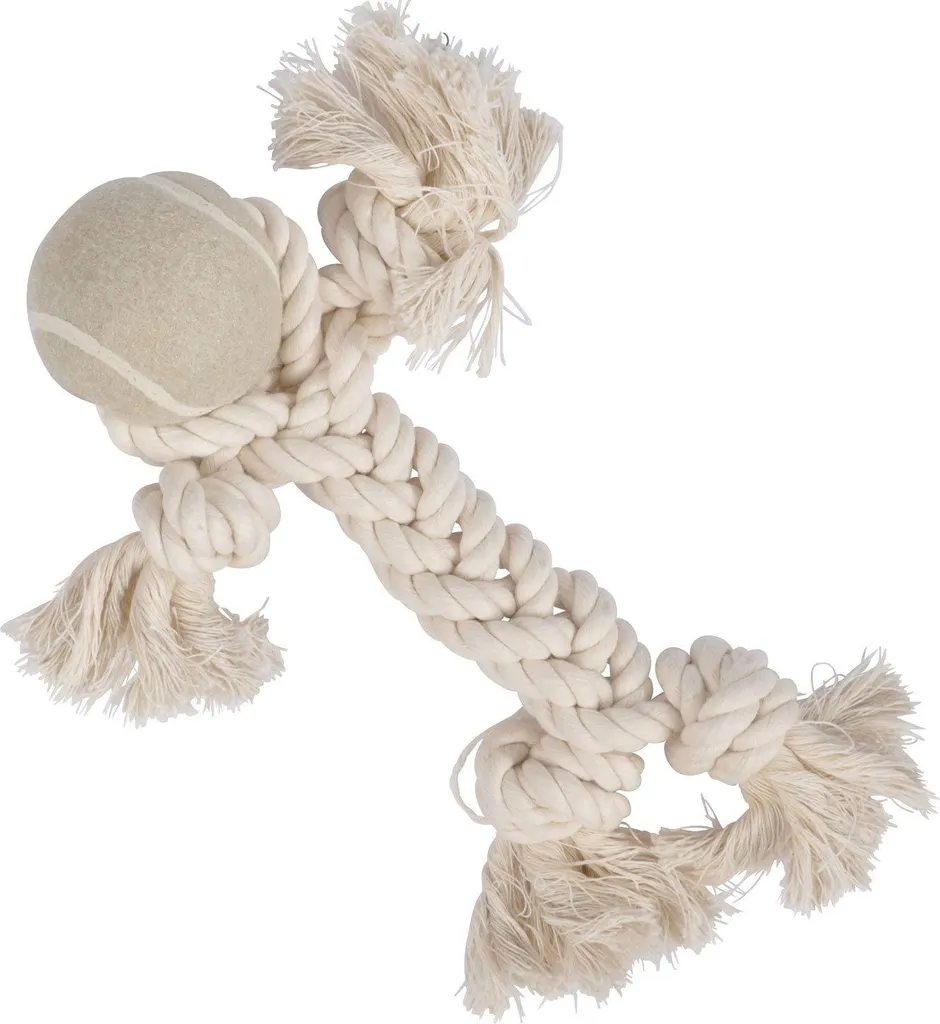 Corde de jeu pour chien 25 cm en coton naturel - Accessoire à lancer