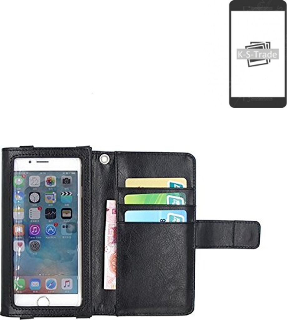 K-S-Trade Handy Hülle Schutz Hülle Kompatibel mit Apple iPhone 12 Case mit Displayschutz / Schutzfolie Flip Cover Wallet case Etui Hülle schwarz
