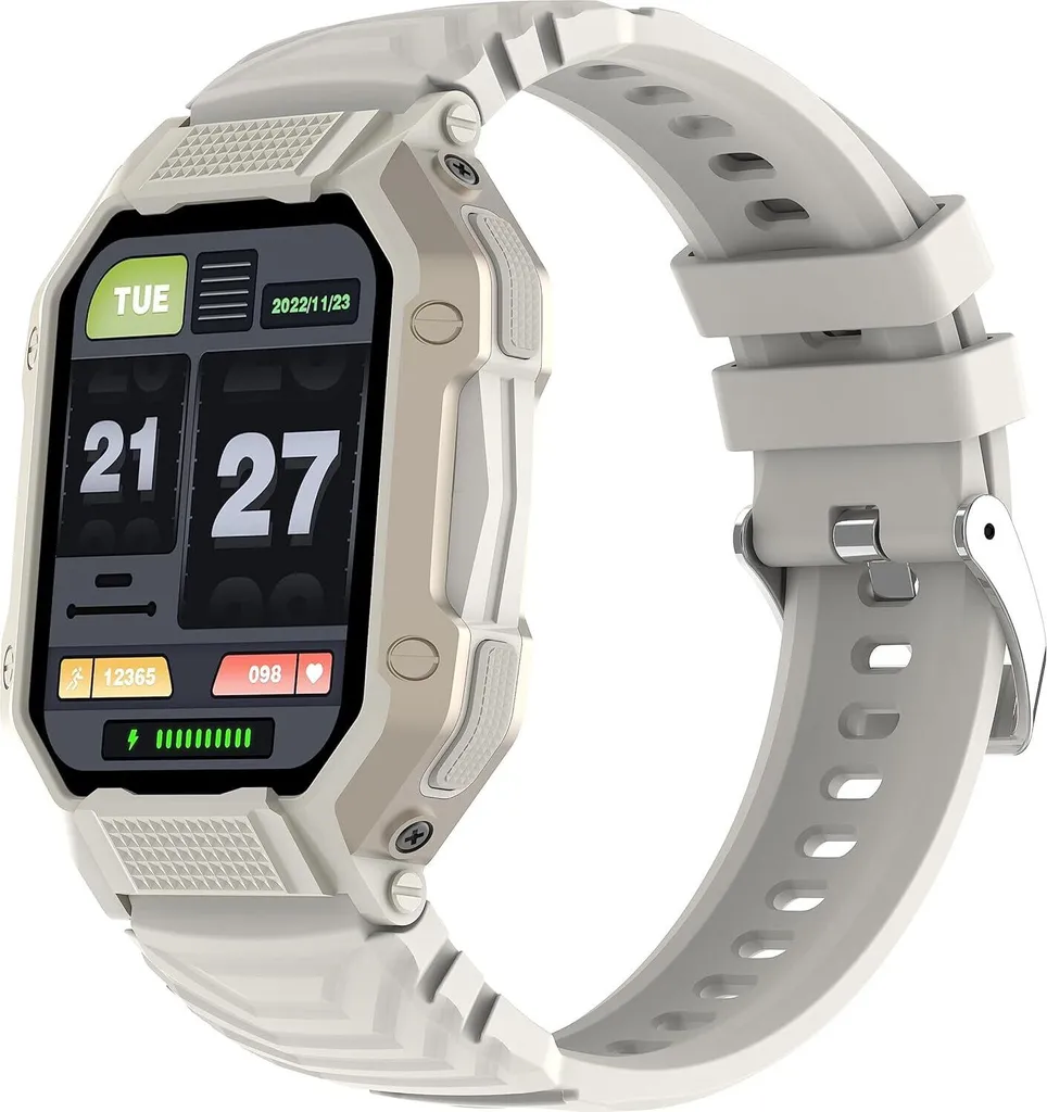 con funzione telefono Orologio sportivo Orologio con misurazione della pressione arteriosa Cardiofrequenzimetro da uomo Whatsapp capace di 1,83 pollici Orologio tattico impermeabile Militare all'aperto