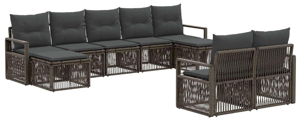 vidaXL Gartensofa-set 9 pcs Grau Poly-Rattan