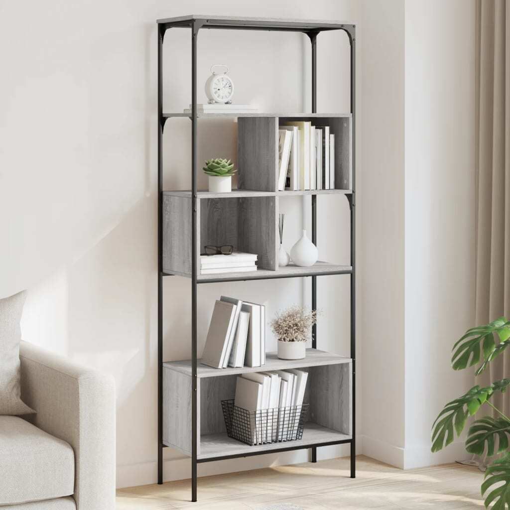 Maison Exclusive - Bücherregal 5 Böden Grau Sonoma 76x33x188,5 cm Holzwerkstoff