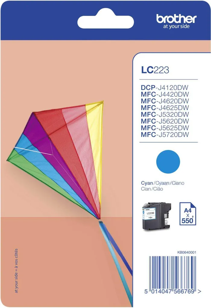 Brother LC-223C Ciano Originale | Cartuccia Inchiostro Alta Resa 550 Pagine