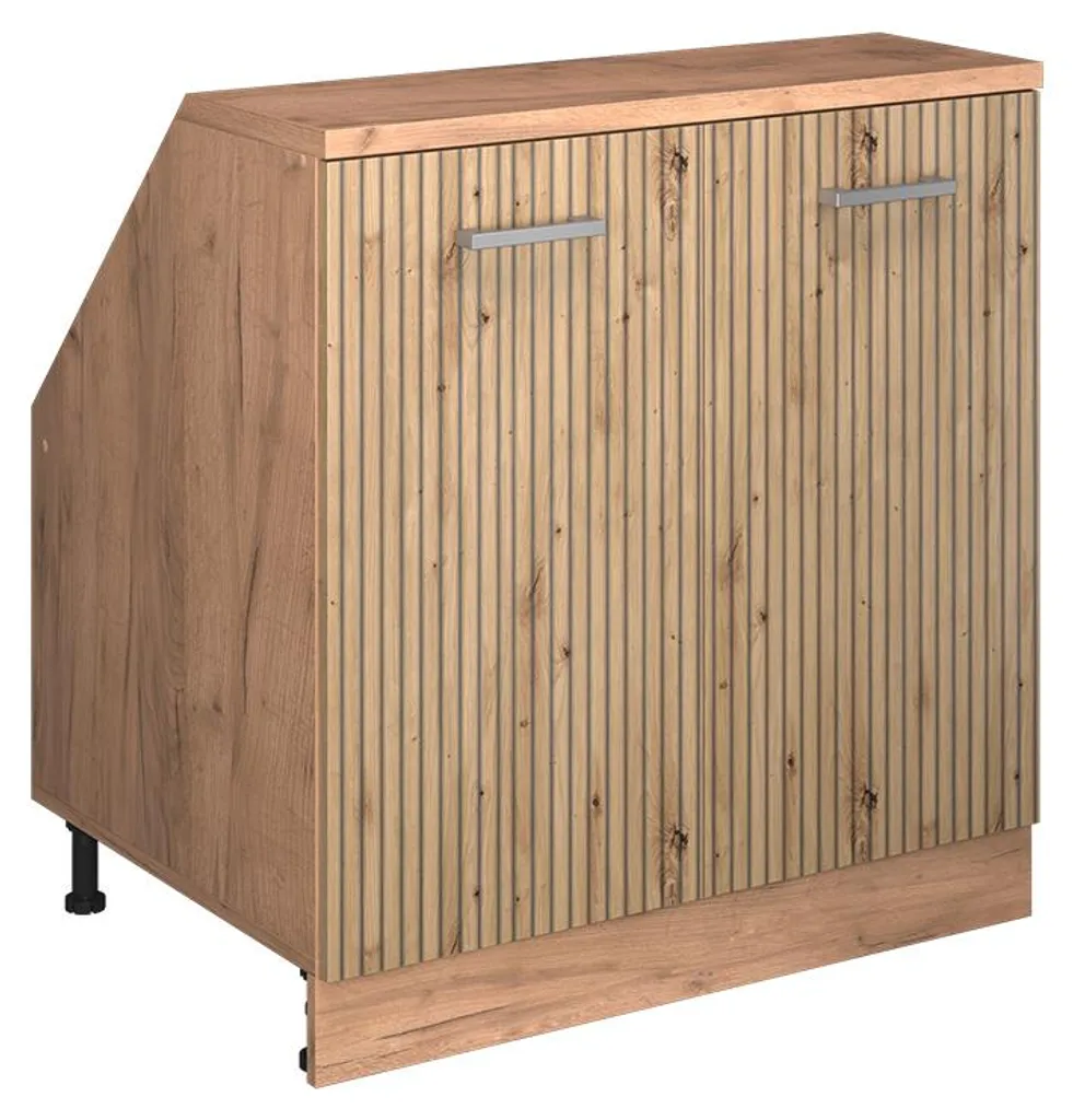 Meuble bas chêne artisan 80cm 2 portes profondeur 60cm Vicco R-Line Pro