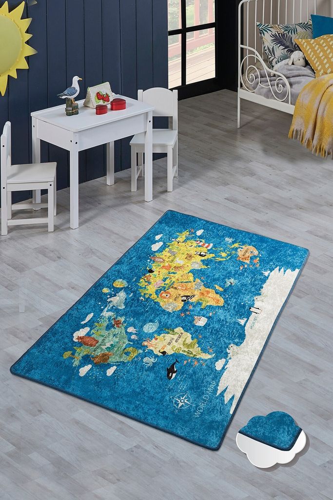 Conceptum Hypnose, World- World Map CHL, Bunt, Teppich, 100 x 160 cm, 100% Samtstoff